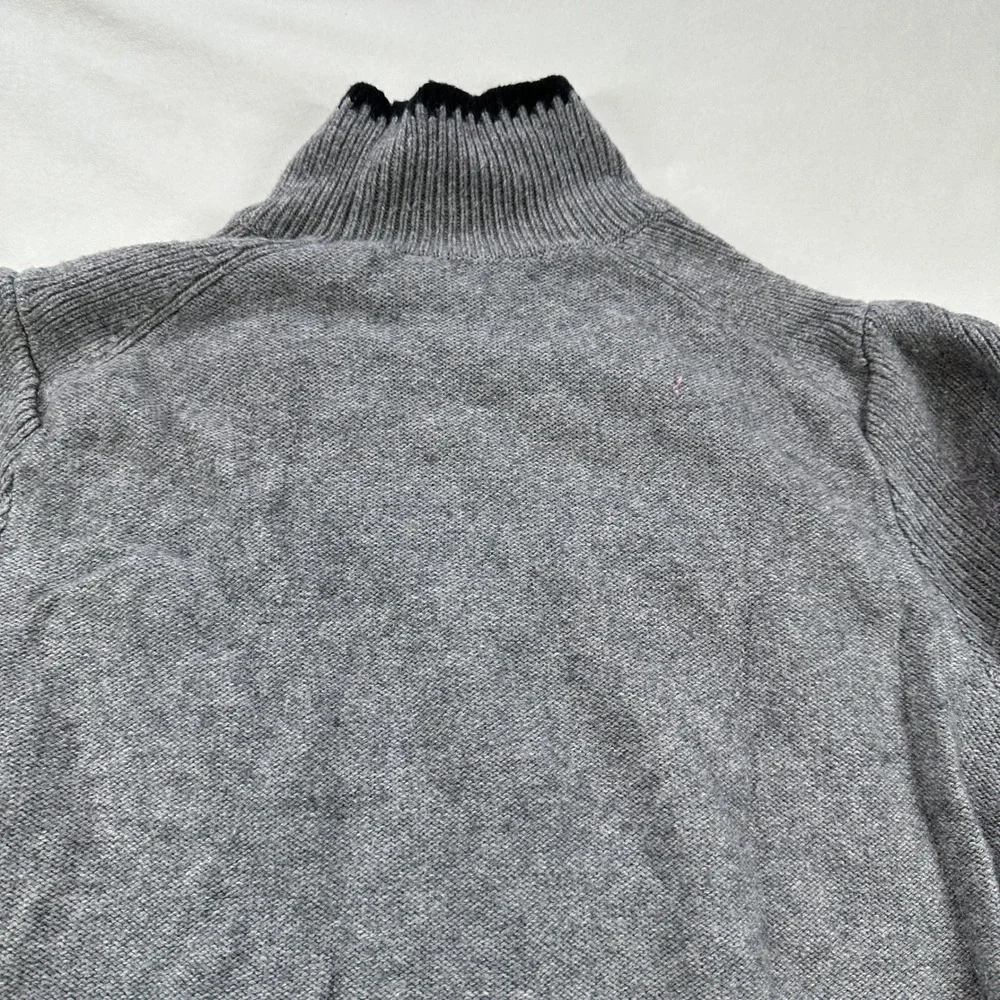 BCBGMAXAZRIA Mock Neck Bobble Knit Sweater Merino Wool Grey Size‎ Large